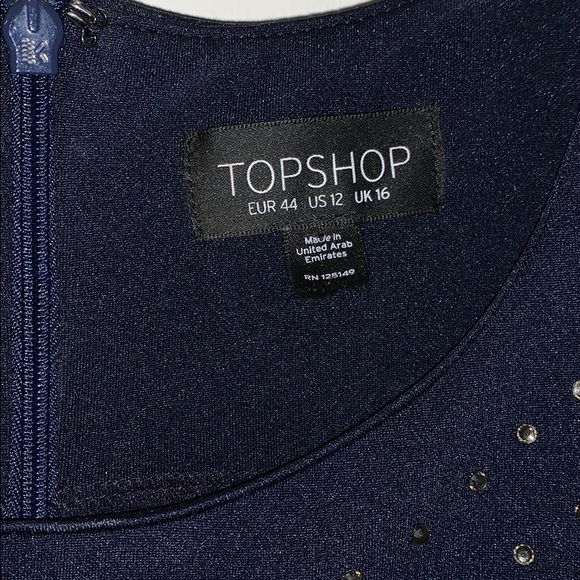Navy Topshop dress with silver geometric pattern - Picture 4 of 7